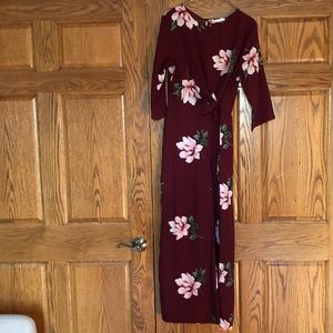 Maroon flowered jumpsuit